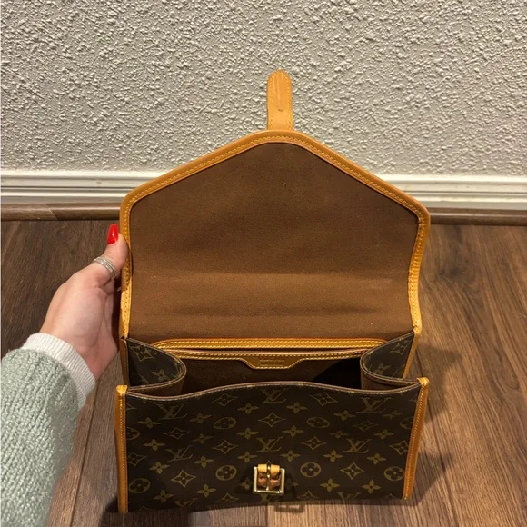 Vintage Louis Vuitton Monogram Bel Air Hand bag  Satchel in Brown and Tan Trim - Picture 9 of 10